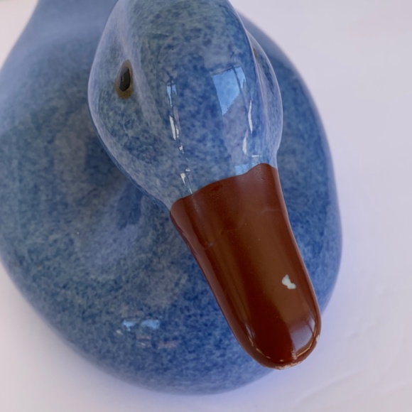Duck, blue, glazed ceramic, Vintage - Picture 6 of 8